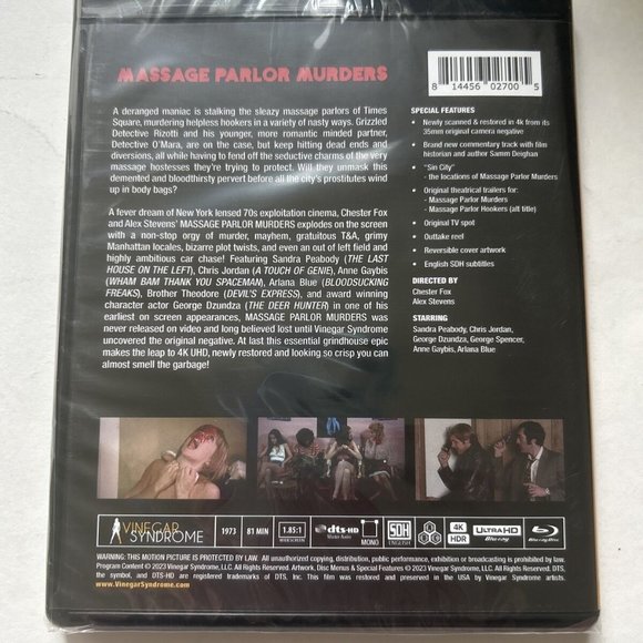 Vinegar Syndrome Massage Parlor Murders 4K UHD Blu-ray-Slipcover-xtra featur-NEW - Picture 5 of 5